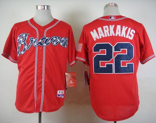 Braves #22 Nick Markakis Red Cool Base Stitched Baseball Jersey Braves #22 Nick Markakis Red Cool Base Stitched Baseball Jersey