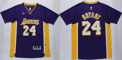 Lakers #24 Kobe Bryant Purple Short Sleeve Stitched NBA Jersey