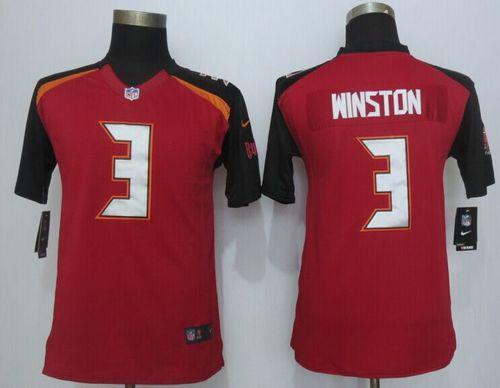 Youth Nike Buccaneers #3 Jameis Winston Red Team Color Stitched NFL New Limited Jersey