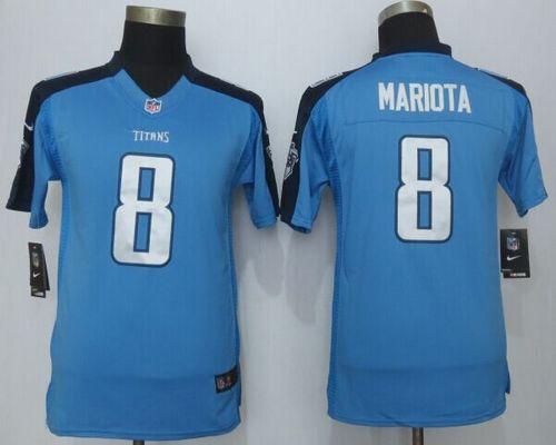 Youth Nike Titans #8 Marcus Mariota Light Blue Team Color Stitched NFL Limited Jersey