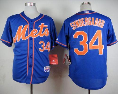 Mets #34 Noah Syndergaard Blue Alternate Home Cool Base Stitched Baseball Jersey