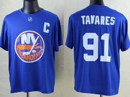 NHL New York Islanders #91 John Tavares Blue T-Shirt