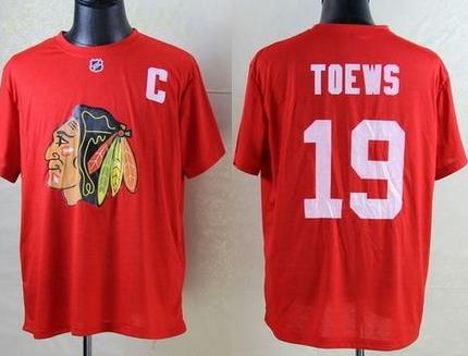 NHL Chicago Blackhawks #19 Jonathan Toews Red T-Shirt