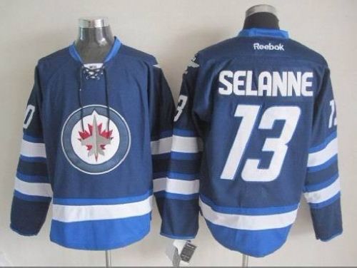 Jets #13 Teemu Selanne Dark Blue 2011 Style Stitched NHL Jersey Jets #13 Teemu Selanne Dark Blue 2011 Style Stitched NHL Jersey