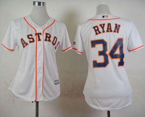 Women's Astros #34 Nolan Ryan White Home Stitched Baseball Jersey