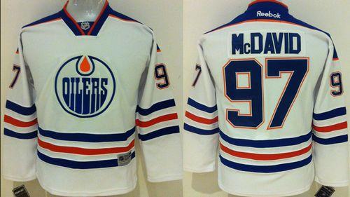 Youth Oilers #97 Connor McDavid White Stitched NHL Jersey