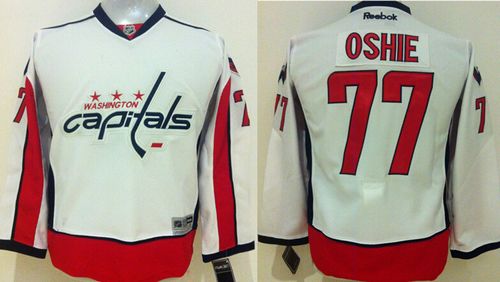 Youth Capitals #77 T.J Oshie White Stitched NHL Jersey