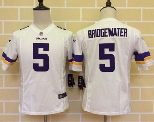 Youth Nike Vikings #5 Teddy Bridgewater White Stitched NFL Elite Jersey
