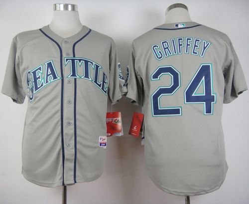 Mariners #24 Ken Griffey Stitched Grey Cool Base Baseball Jersey Mariners #24 Ken Griffey Stitched Grey Cool Base Baseball Jersey