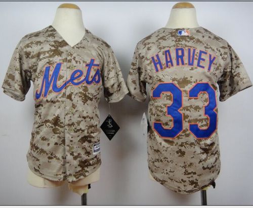 Youth Mets #33 Matt Harvey Camo Alternate Cool Base Stitched Baseball Jersey