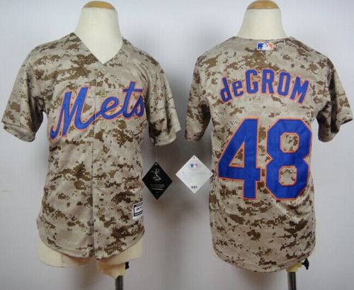 Youth Mets #48 Jacob DeGrom Camo Alternate Cool Base Stitched Baseball Jersey