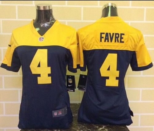 Women's Nike Packers #4 Brett Favre Navy Blue Alternate Stitched NFL New Elite Jersey