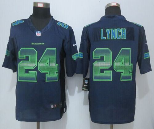 Nike Seahawks #24 Marshawn Lynch Steel Blue Team Color Men's Stitched NFL Limited Strobe Jersey