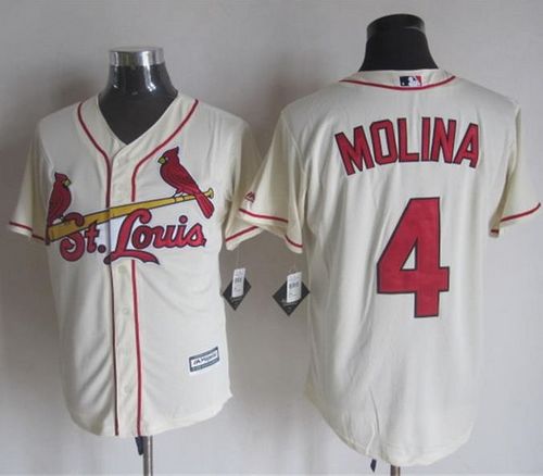 Cardinals #4 Yadier Molina Cream New Cool Base Stitched Baseball Jersey