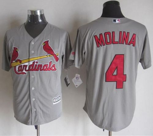 Cardinals #4 Yadier Molina Grey New Cool Base Stitched Baseball Jersey