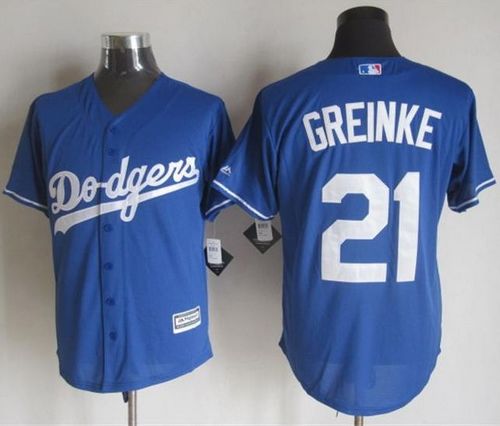 Dodgers #21 Zack Greinke Blue New Cool Base Stitched Baseball Jersey
