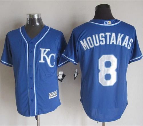 Royals #8 Mike Moustakas Blue Alternate 2 New Cool Base Stitched Baseball Jersey