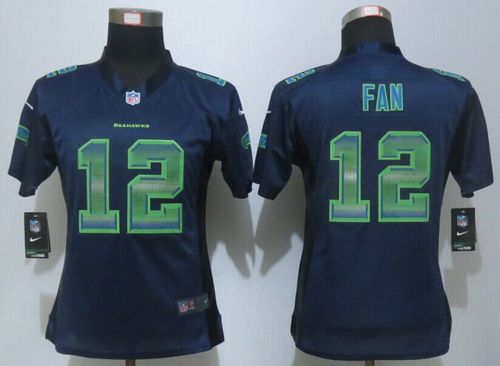 Women's Nike Seahawks #12 Fan Steel Blue Team Color Stitched NFL Elite Strobe Jersey