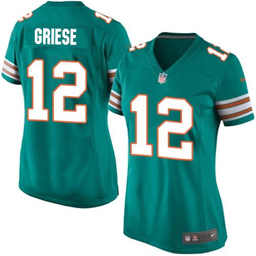 Women's Nike Dolphins #12 Bob Griese Aqua Green Alternate Stitched NFL Elite Jersey