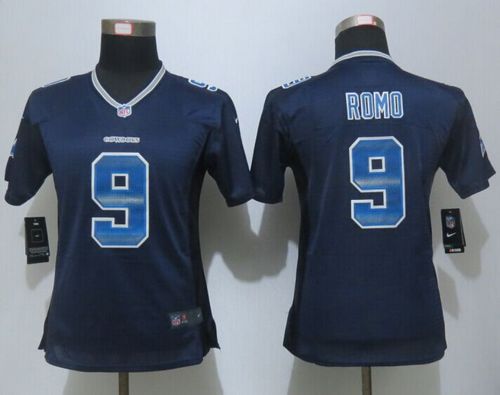 Women's Nike Cowboys #9 Tony Romo Navy Blue Team Color Stitched NFL Elite Strobe Jersey