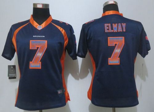 Women's Nike Broncos #7 John Elway Blue Alternate Stitched NFL Elite Strobe Jersey