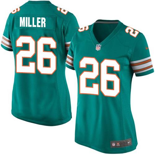 Women's Nike Dolphins #26 Lamar Miller Aqua Green Alternate Stitched NFL Elite Jersey