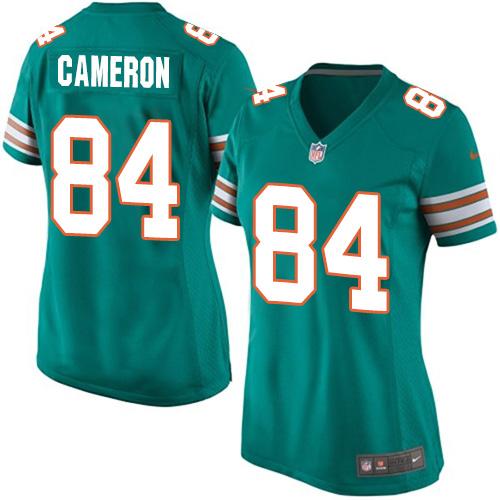 Women's Nike Dolphins #84 Jordan Cameron Aqua Green Alternate Stitched NFL Elite Jersey