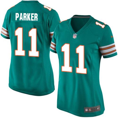 Women's Nike Dolphins #11 DeVante Parker Aqua Green Alternate Stitched NFL Elite Jersey