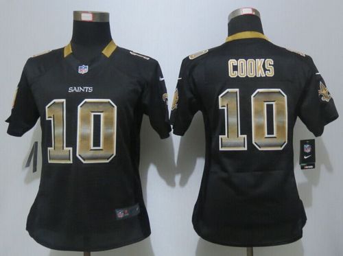 Women's Nike Saints #10 Brandin Cooks Black Team Color Stitched NFL Elite Strobe Jersey