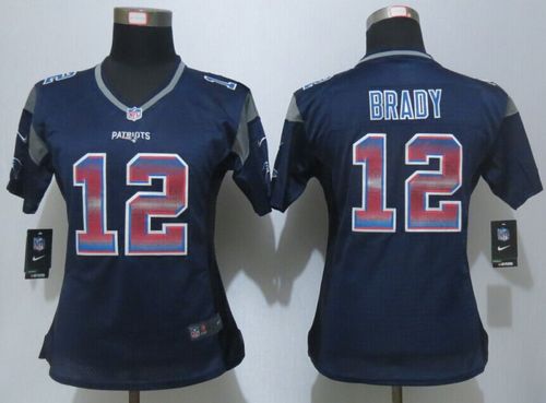 Women's Nike Patriots #12 Tom Brady Navy Blue Team Color Stitched NFL Elite Strobe Jersey