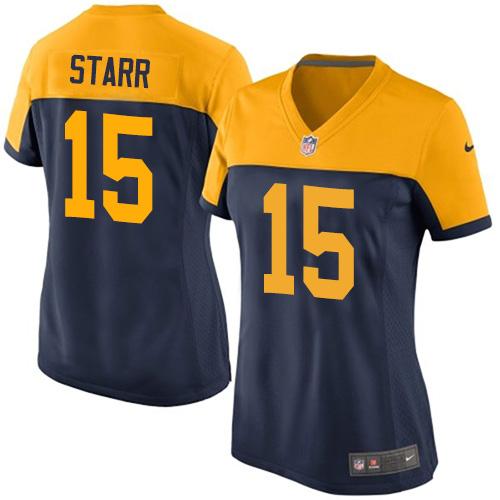 Women's Nike Packers #15 Bart Starr Navy Blue Alternate Stitched NFL New Elite Jersey