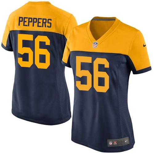 Women's Nike Packers #56 Julius Peppers Navy Blue Alternate Stitched NFL New Elite Jersey