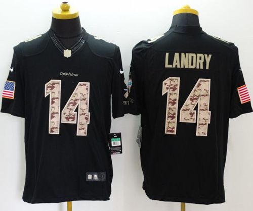 Nike Dolphins #14 Jarvis Landry Black Men's Stitched NFL Limited Salute to Service Jersey