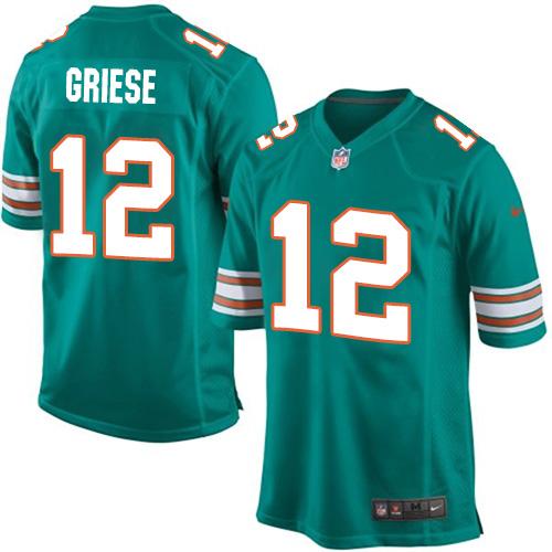Youth Nike Dolphins #12 Bob Griese Aqua Green Alternate Stitched NFL Elite Jersey