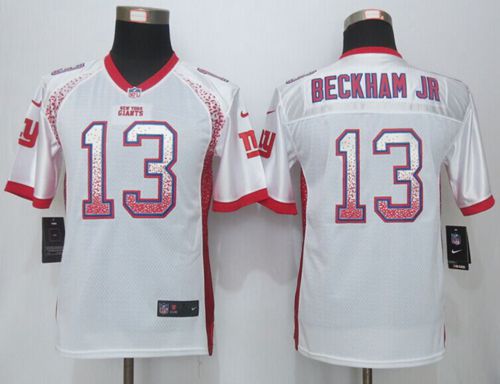 Youth Nike Giants #13 Odell Beckham Jr White Stitched NFL Elite Drift Fashion Jersey