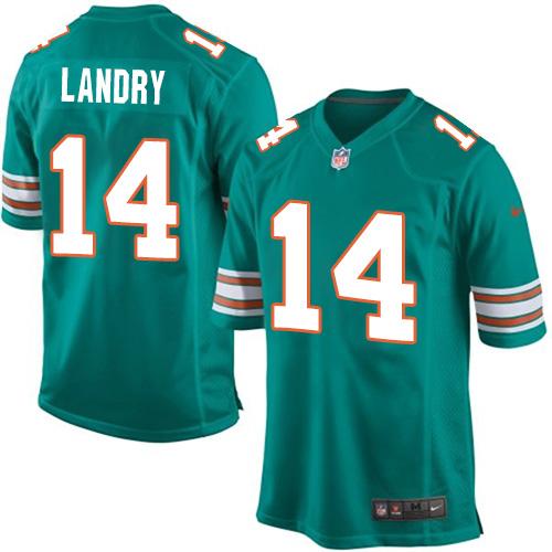 Youth Nike Dolphins #14 Jarvis Landry Aqua Green Alternate Stitched NFL Elite Jersey