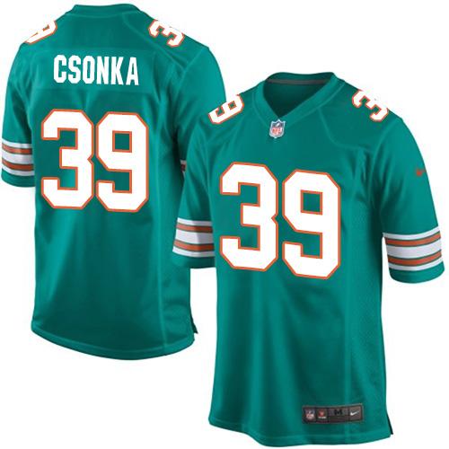 Youth Nike Dolphins #39 Larry Csonka Aqua Green Alternate Stitched NFL Elite Jersey