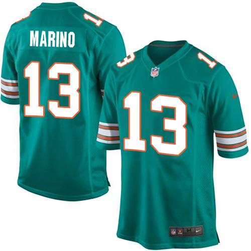Youth Nike Dolphins #13 Dan Marino Aqua Green Alternate Stitched NFL Elite Jersey