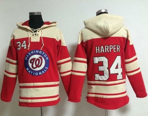 Nationals #34 Bryce Harper Red Sawyer Hooded Sweatshirt Baseball Hoodie Nationals #34 Bryce Harper Red Sawyer Hooded Sweatshirt Baseball Hoodie