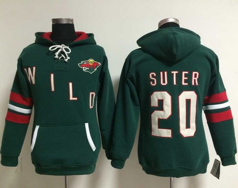 Women's Minnesota Wild #20 Ryan Suter Green Old Time Heidi NHL Hoodie