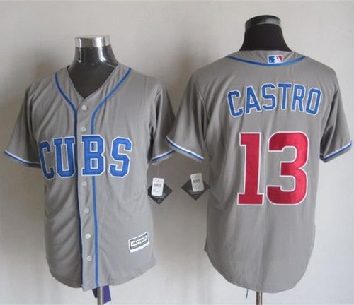 Cubs #13 Starlin Castro Grey Alternate Road New Cool Base Stitched Baseball Jersey
