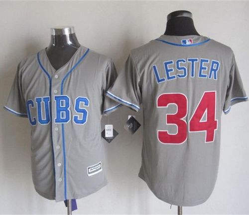 Cubs #34 Jon Lester Grey Alternate Road New Cool Base Stitched Baseball Jersey