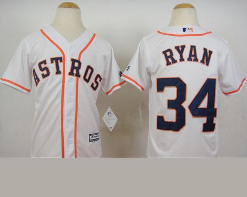 Youth Astros #34 Nolan Ryan White Cool Base Stitched Baseball Jersey