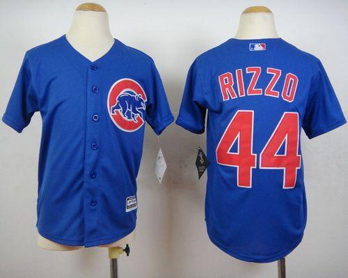 Youth Cubs #44 Anthony Rizzo Blue Cool Base Stitched Baseball Jersey