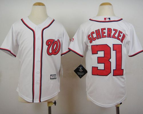 Youth Nationals #31 Max Scherzer White Cool Base Stitched Baseball Jersey