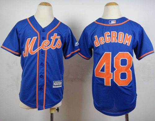 Youth Mets #48 Jacob DeGrom Blue Alternate Home Cool Base Stitched Baseball Jersey