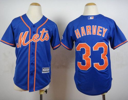 Youth Mets #33 Matt Harvey Blue Alternate Home Cool Stitched Baseball Jersey