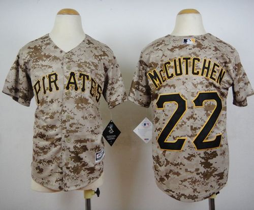 Youth Pirates #22 Andrew McCutchen Camo Cool Base Stitched Baseball Jersey