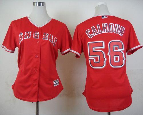 Women's Angels #56 Kole Calhoun Red Alternate Stitched Baseball Jersey