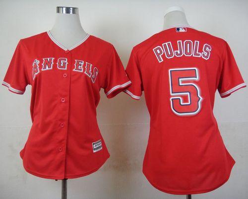 Women's Angels #5 Albert Pujols Red Alternate Stitched Baseball Jersey